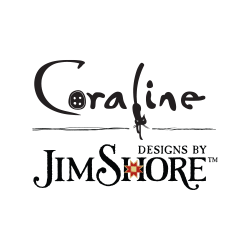 Logo for 'Coraline' designs by Jim Shore on a white background