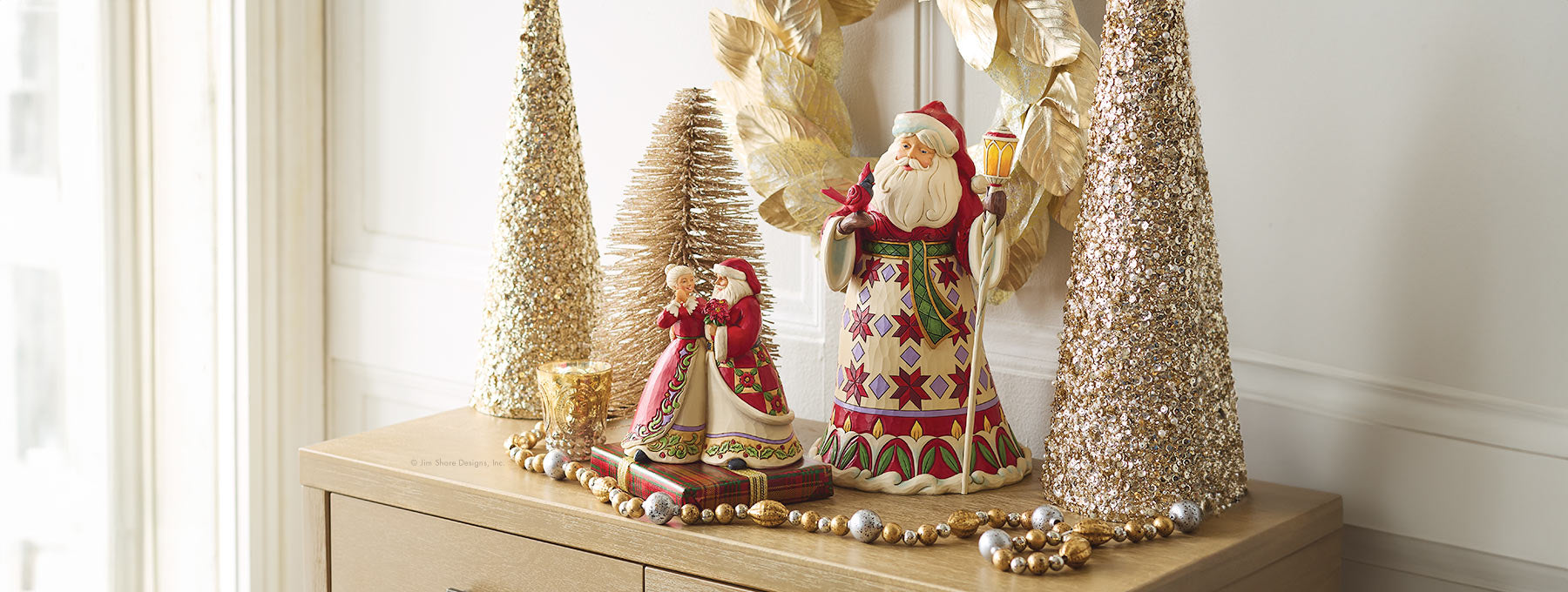 Jim Shore Christmas Santa and Mrs figurines