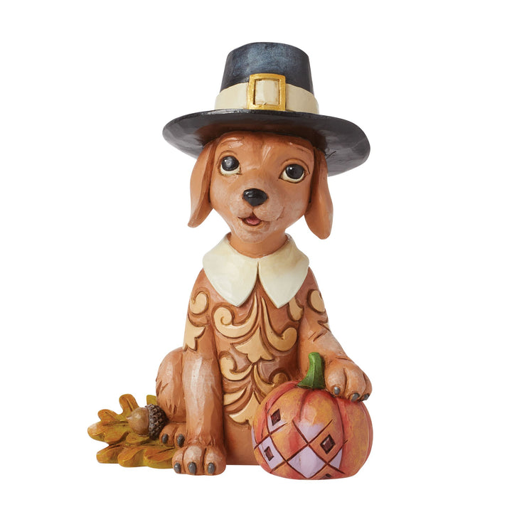 Dog with Pilgrim Hat Figurine