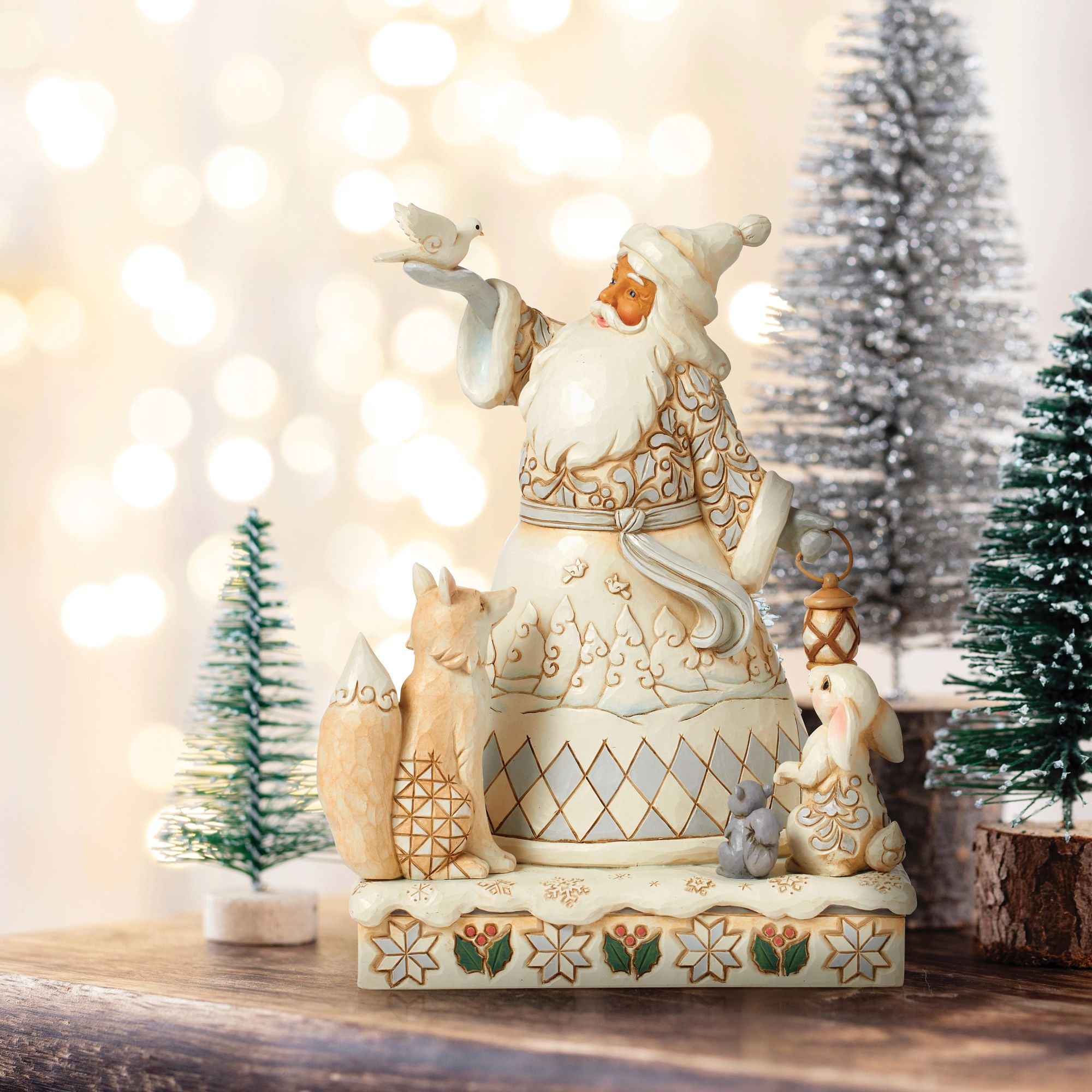 Woodlnd Santa Holding Dove Fig – Jim Shore