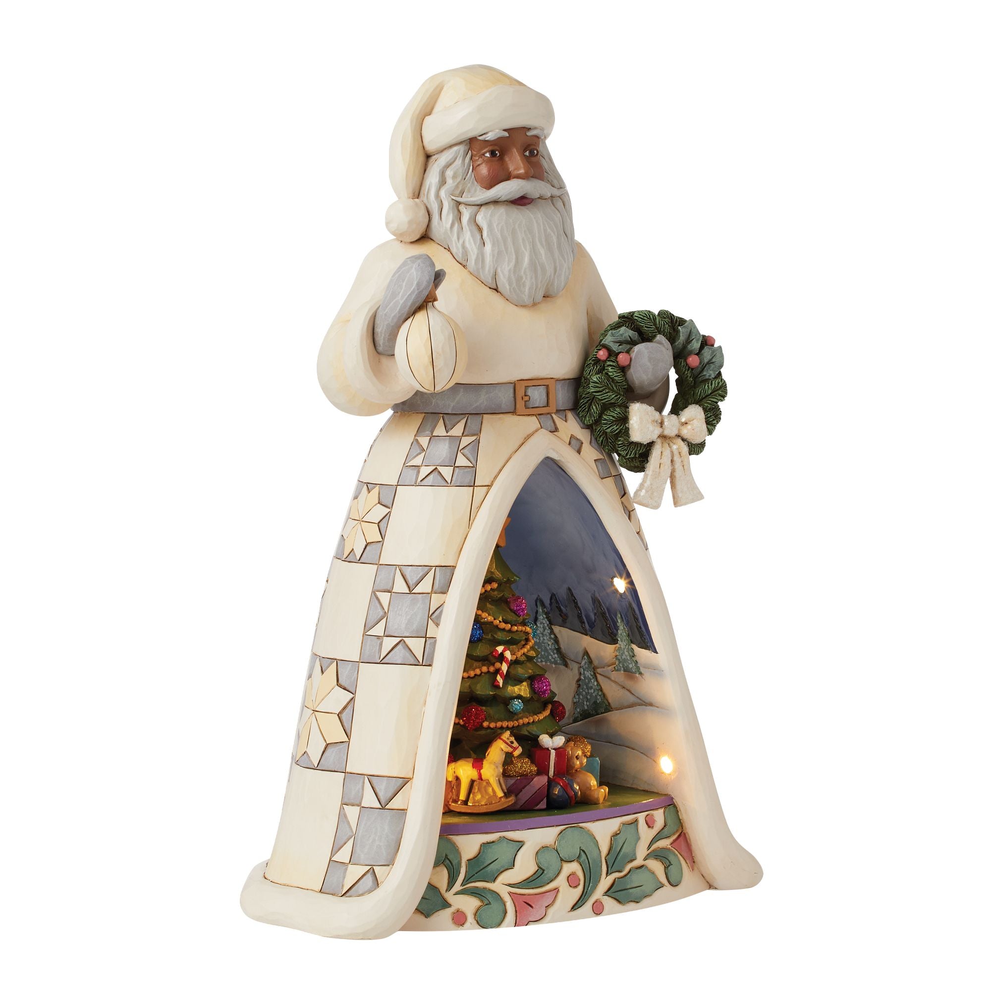 ジムショア　サンタクロース 置物 LED Black Santa Open Scene – Jim Shore