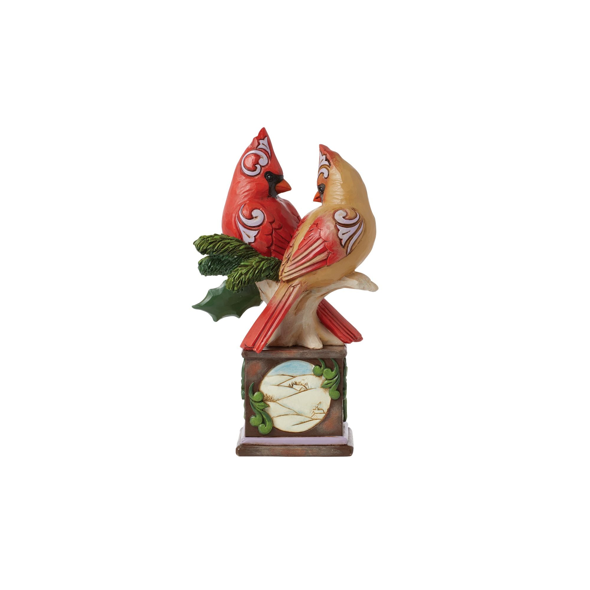 Cardinal Pair on Pedestal Figurine