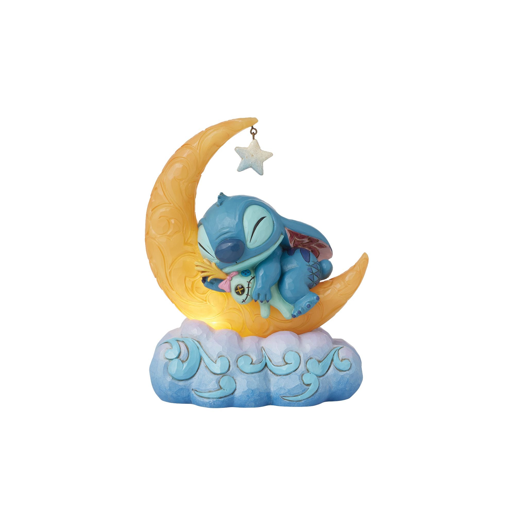 Disney Traditions スティッチ ムーン スクランプ Stitch & Scrump on LED Moon – Jim Shore
