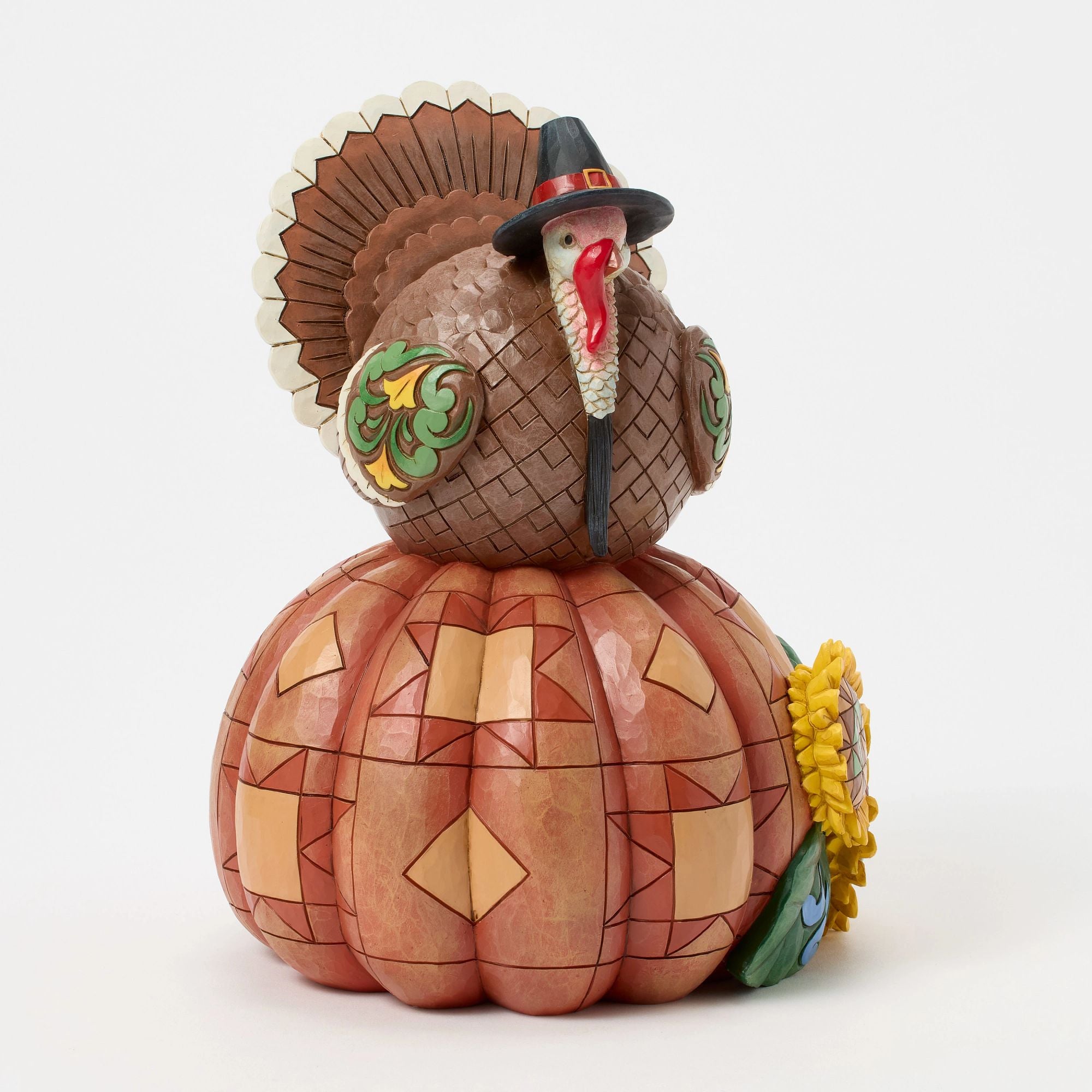 Turkey Pumpkin Sunflower Figurine