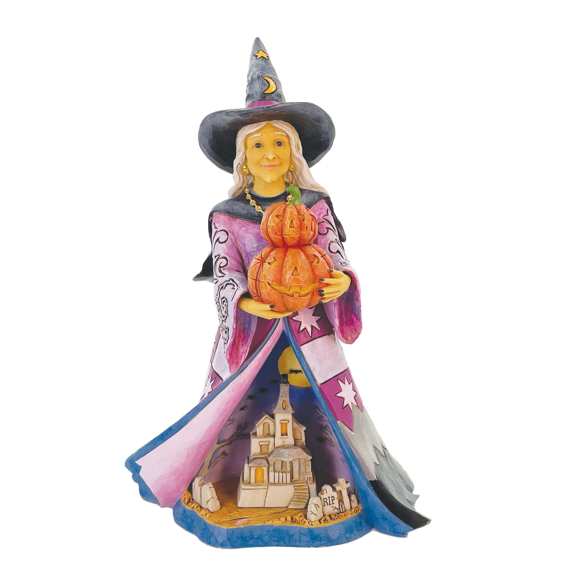 静物画 Trisha Hardwick トリッシャーハードウィッグ Witch Holding Pumpkins LED Fig – Jim Shore