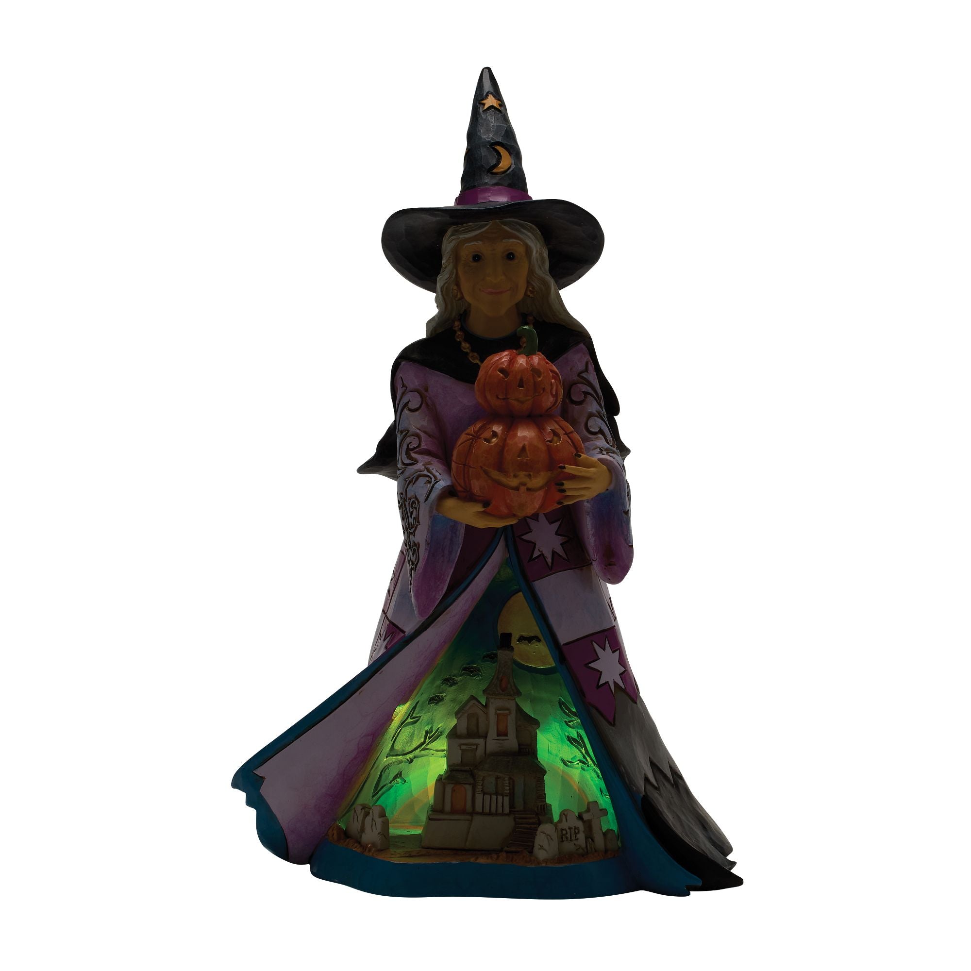 MAGICAL WITCHES　【土】 Witch Holding Pumpkins LED Fig – Jim Shore