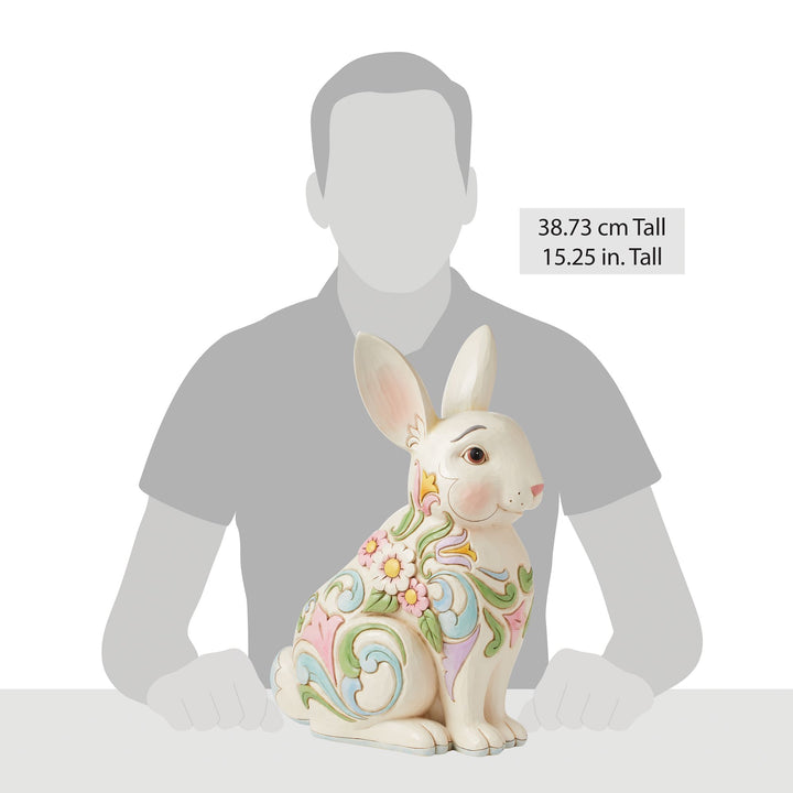 Planter White Floral Rabbit