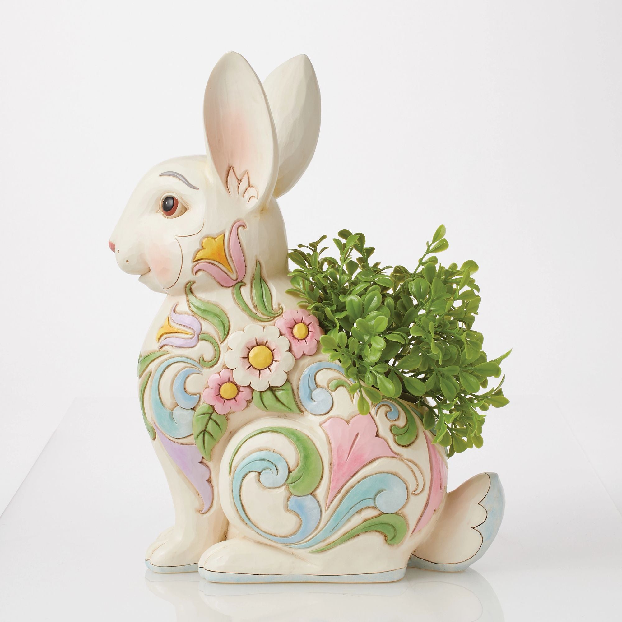 Planter White Floral Rabbit - Thumbnail 5