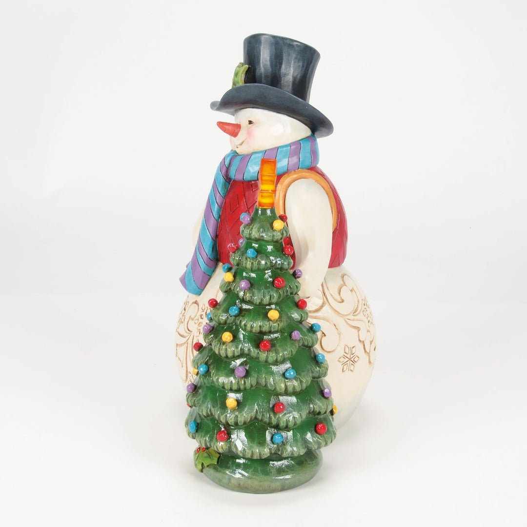 Snowman With Vintage Tree