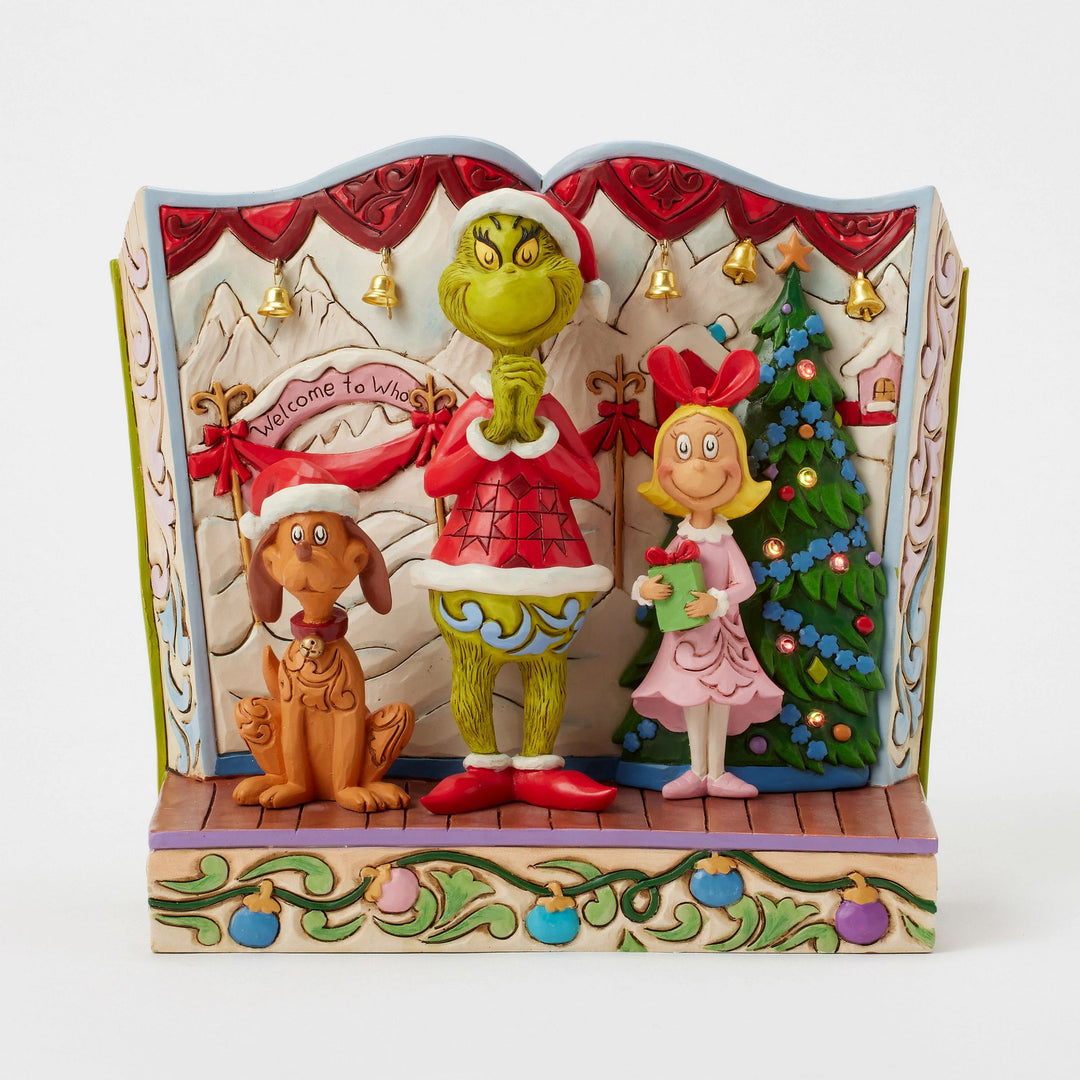 The Ginch by Jim Shore: The Grinch Holding Gift with Max Popping The Ginch by Jim Shore: The Grinch Holding Gift with Max Popping