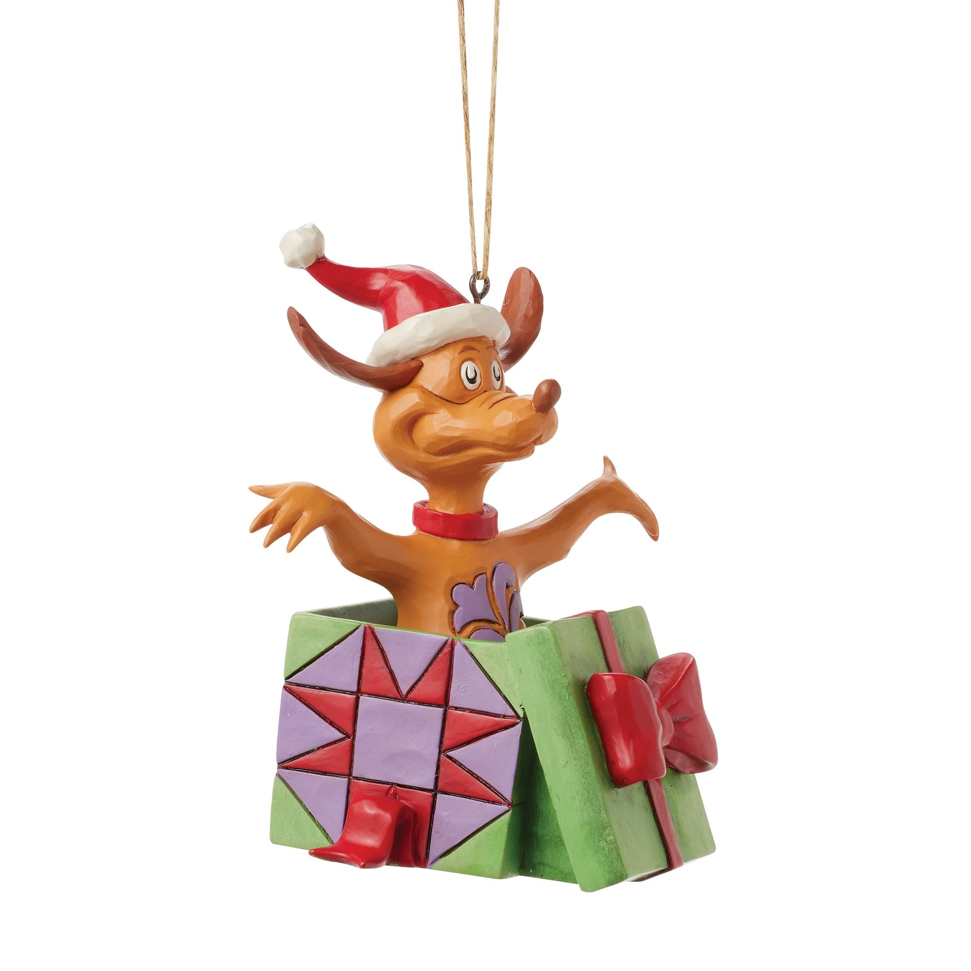 Jim Shore Grinch Max in Present Ornament - Thumbnail 4