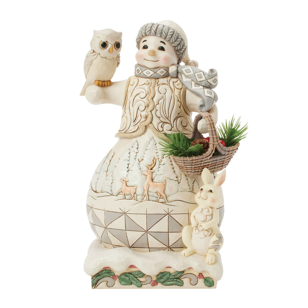 Wdlnd Snowman With Basket Fig – Jim Shore