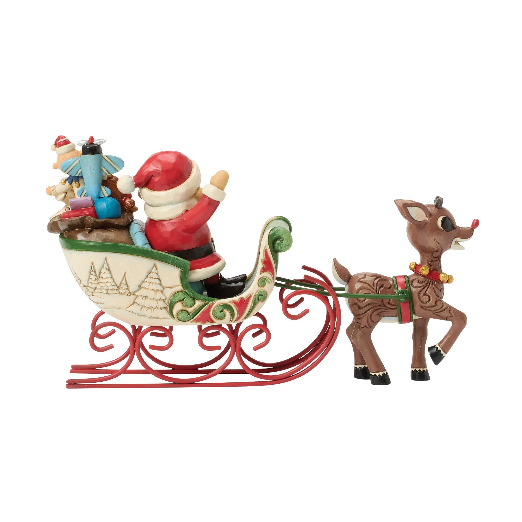 Jim Shore Rudolph Pulling Santa in Sled Figurine - Thumbnail 5