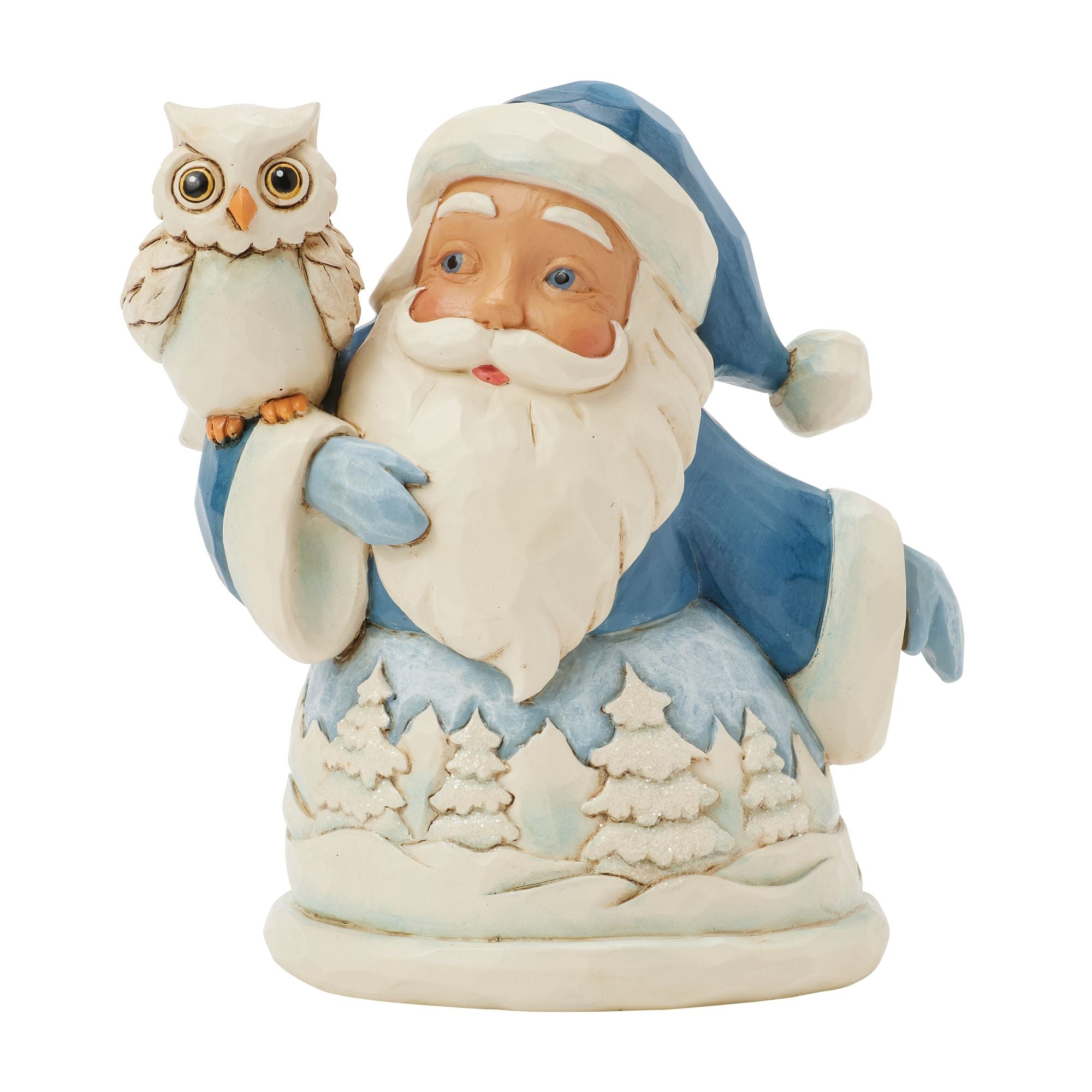 Blue Santa with Owl Mini – Jim Shore