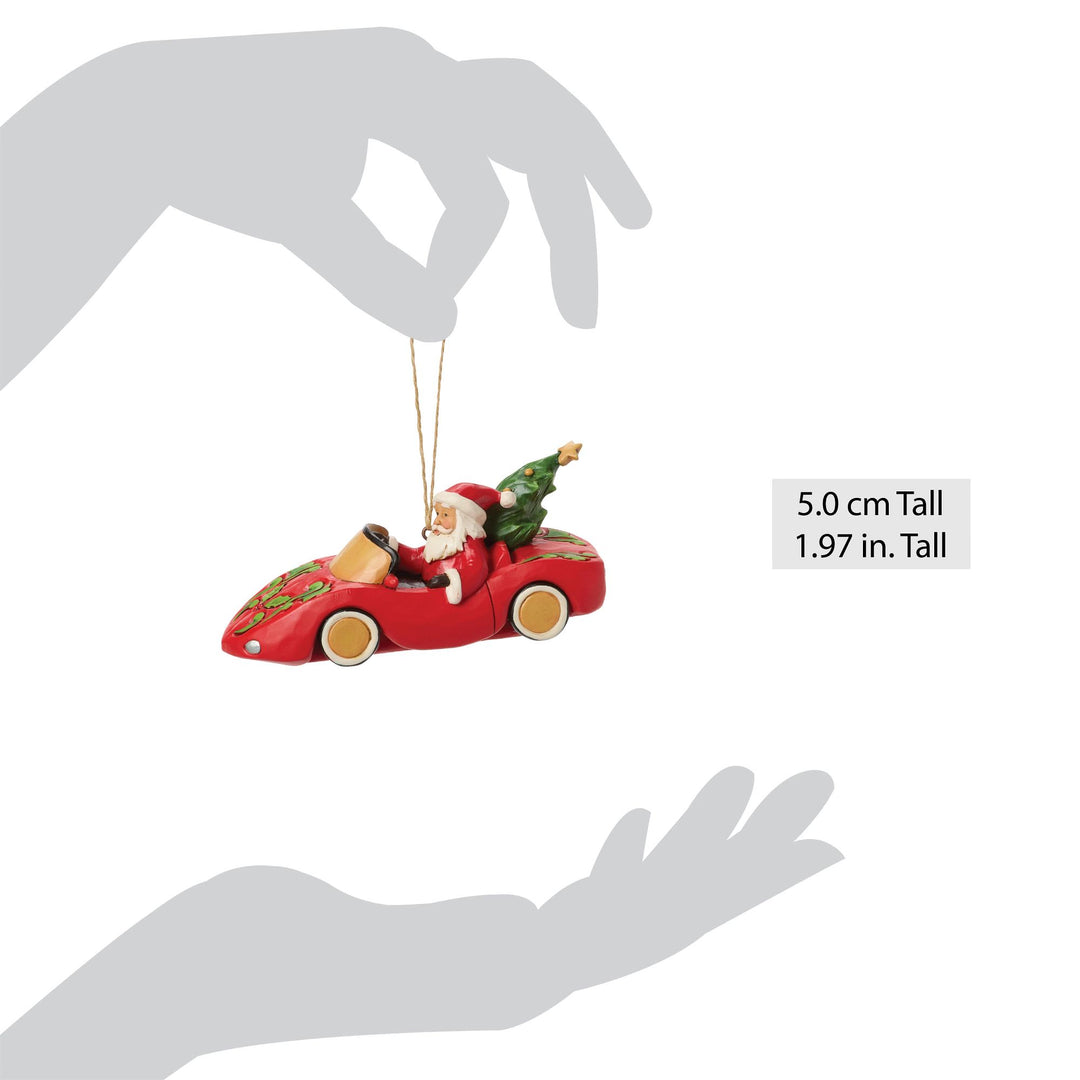 Santa in Sports Car Orn