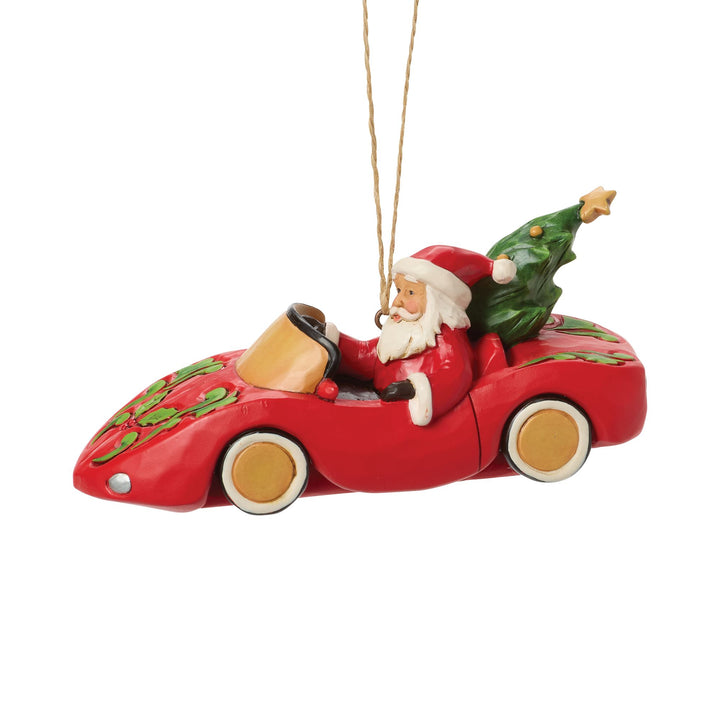 Santa in Sports Car Orn