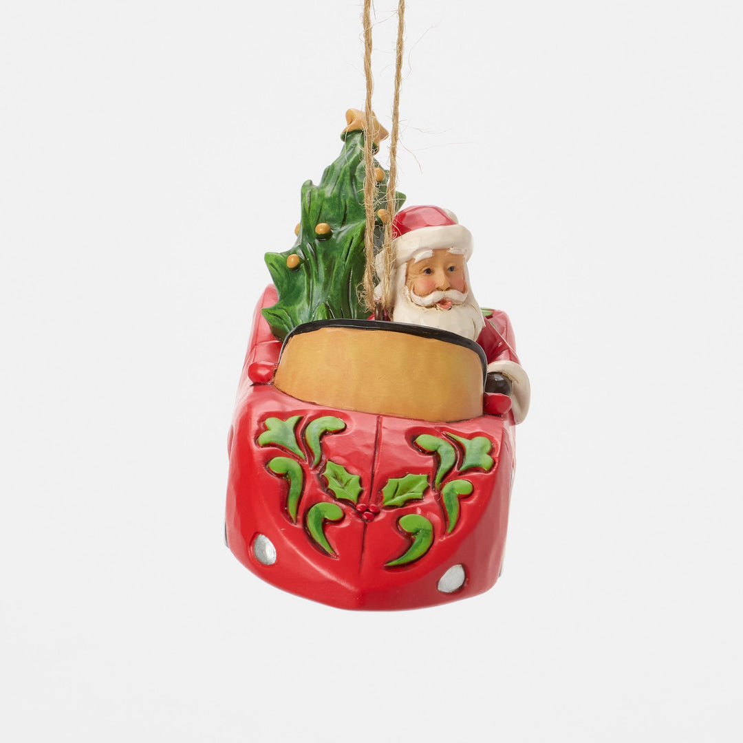 Santa in Sports Car Orn
