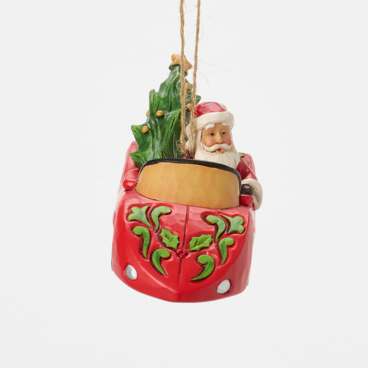 Santa in Sports Car Orn