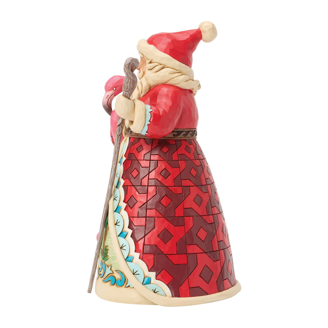 Santa with Flamingo Figurine