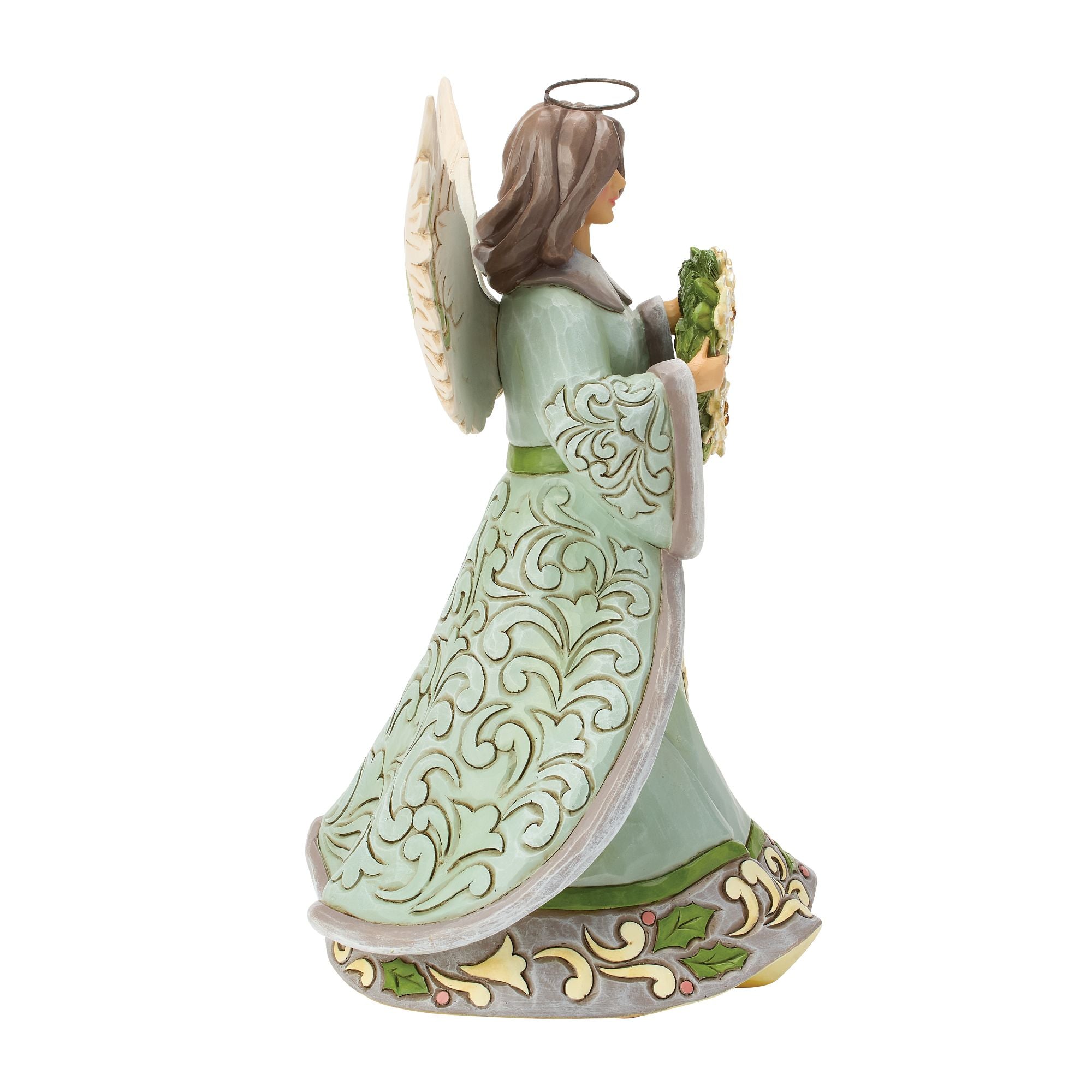 陶器製 天使のフィギュア JIM SHORE Angel Wrap～ジムショア Opal & Moss Angel Poinsettia – Jim Shore