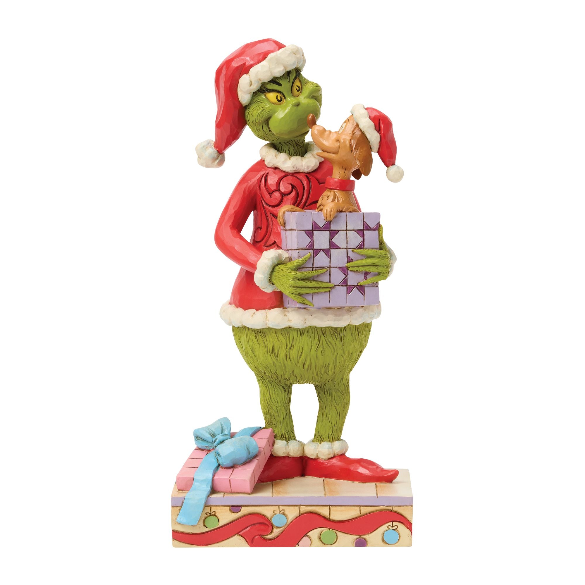 Grinch Holding Gift with Max – Jim Shore