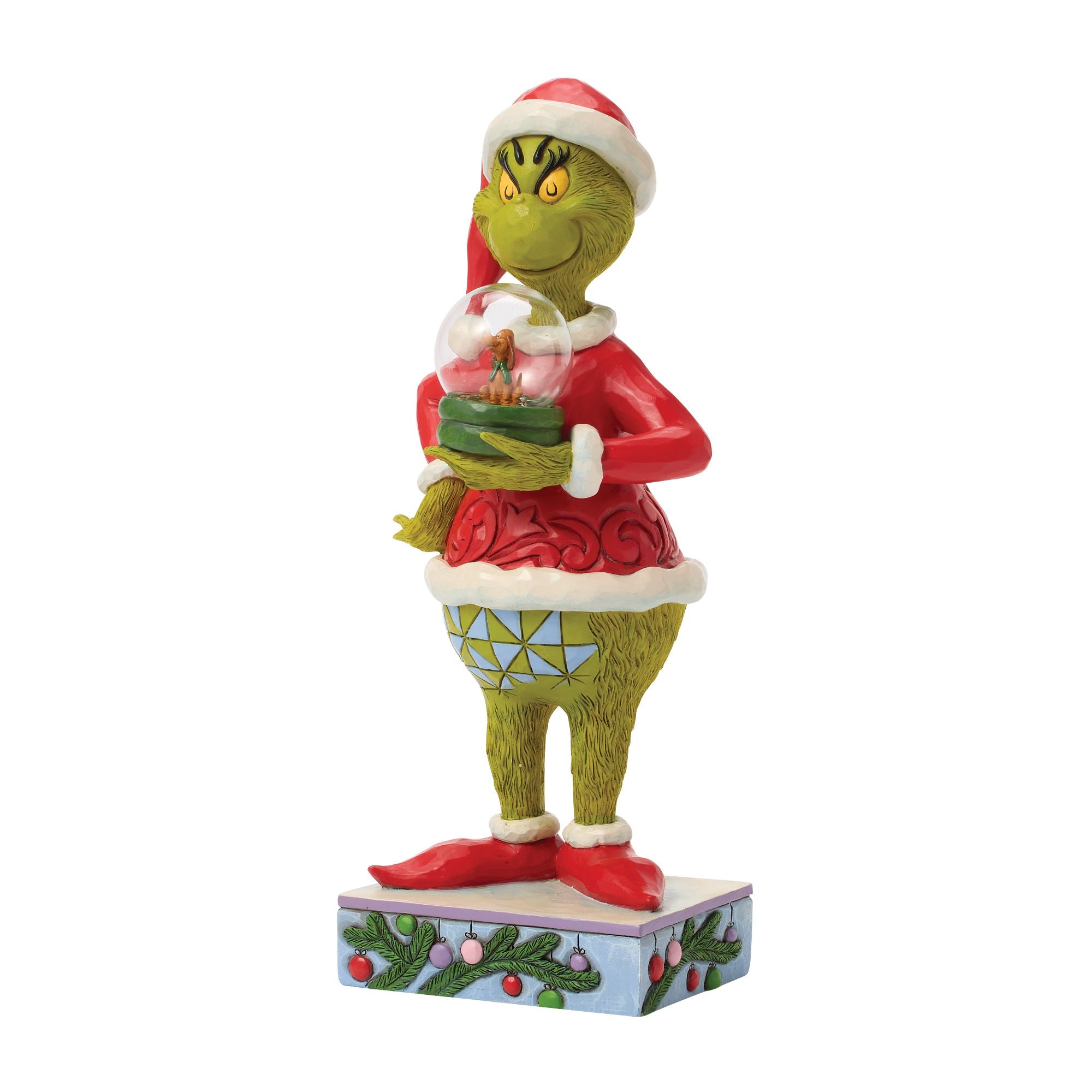 Grinch Holding Dome with Max – Jim Shore