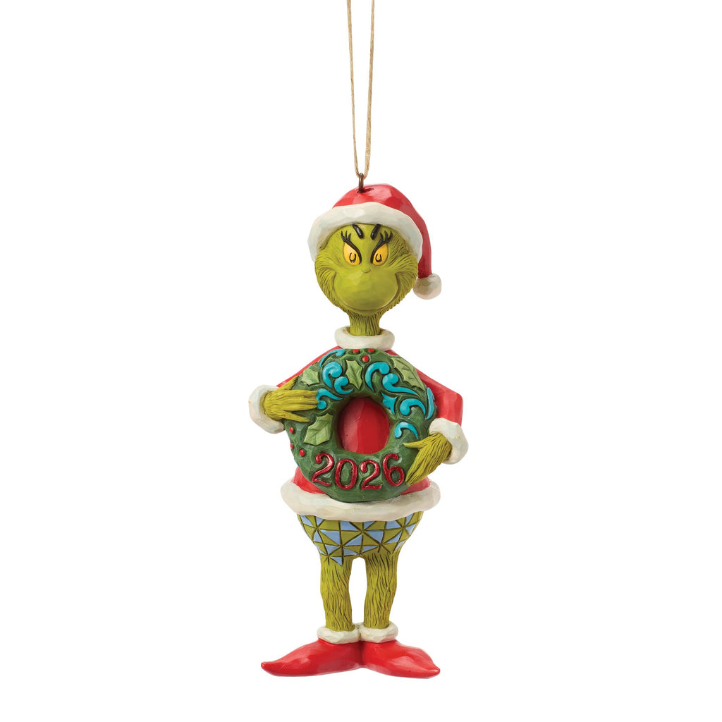 Grinch with Dated 2026 Wreath – Jim Shore