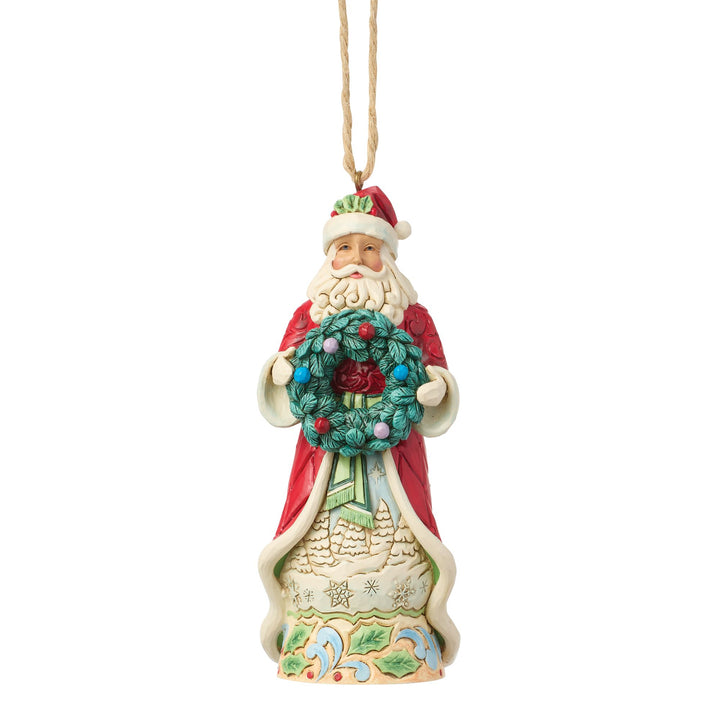 Santa Holding Wreath Ornament