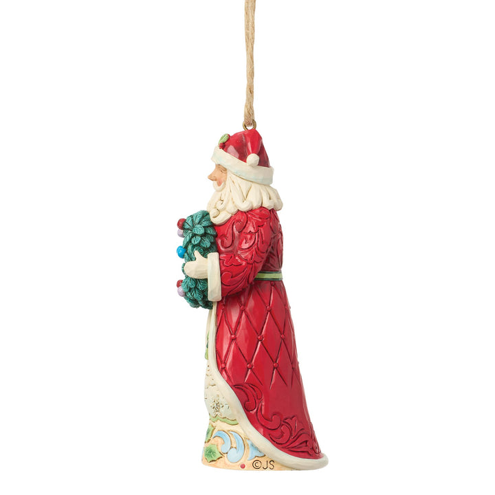 Santa Holding Wreath Ornament