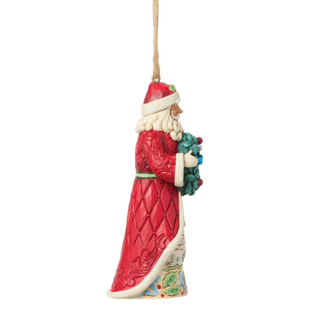 Santa Holding Wreath Ornament