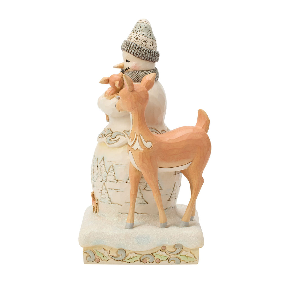 Wdlnd Snowman Holding a Fawn