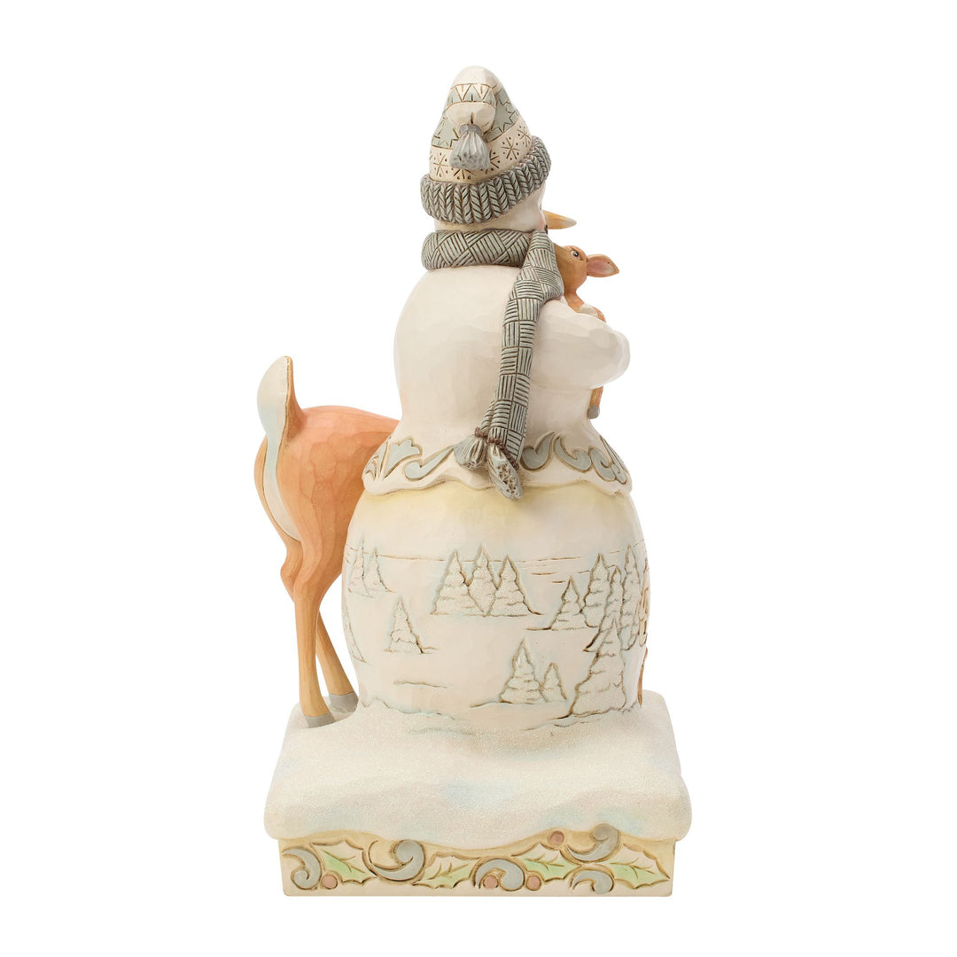 Wdlnd Snowman Holding a Fawn