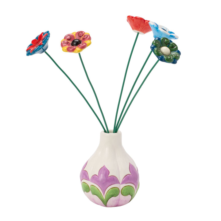 White with Floral Vase