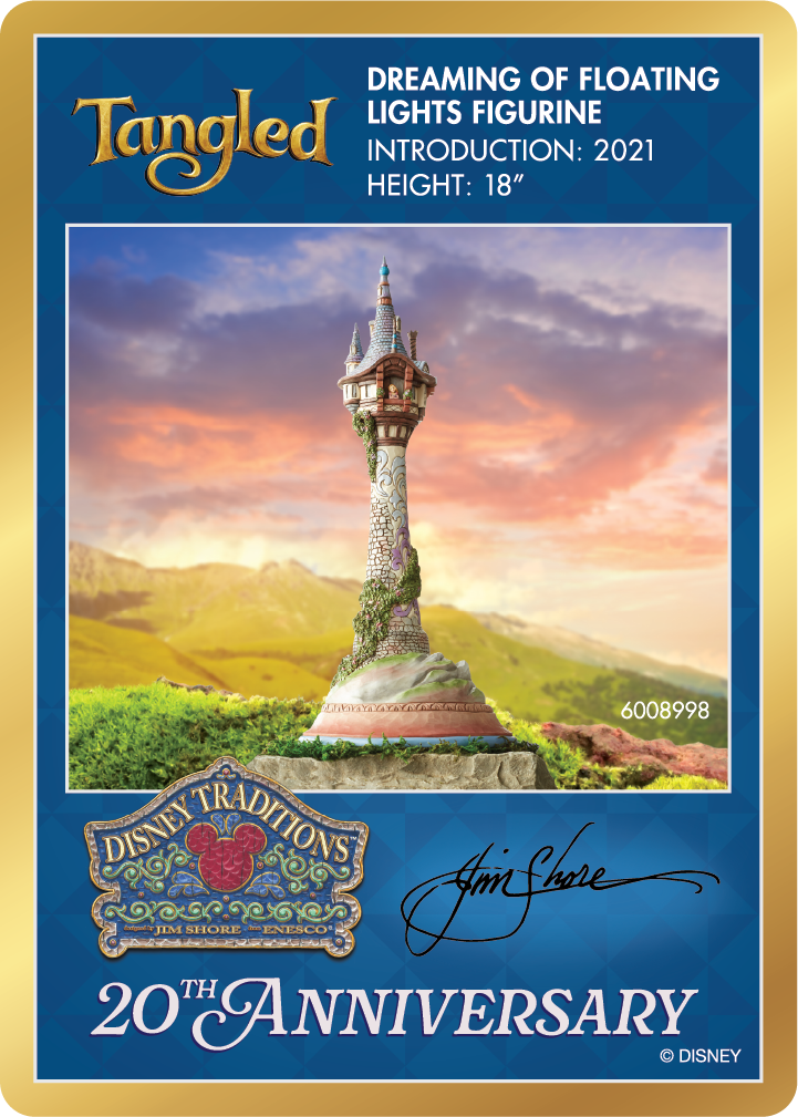 Disney Tangled figurine card with tower and scenic background