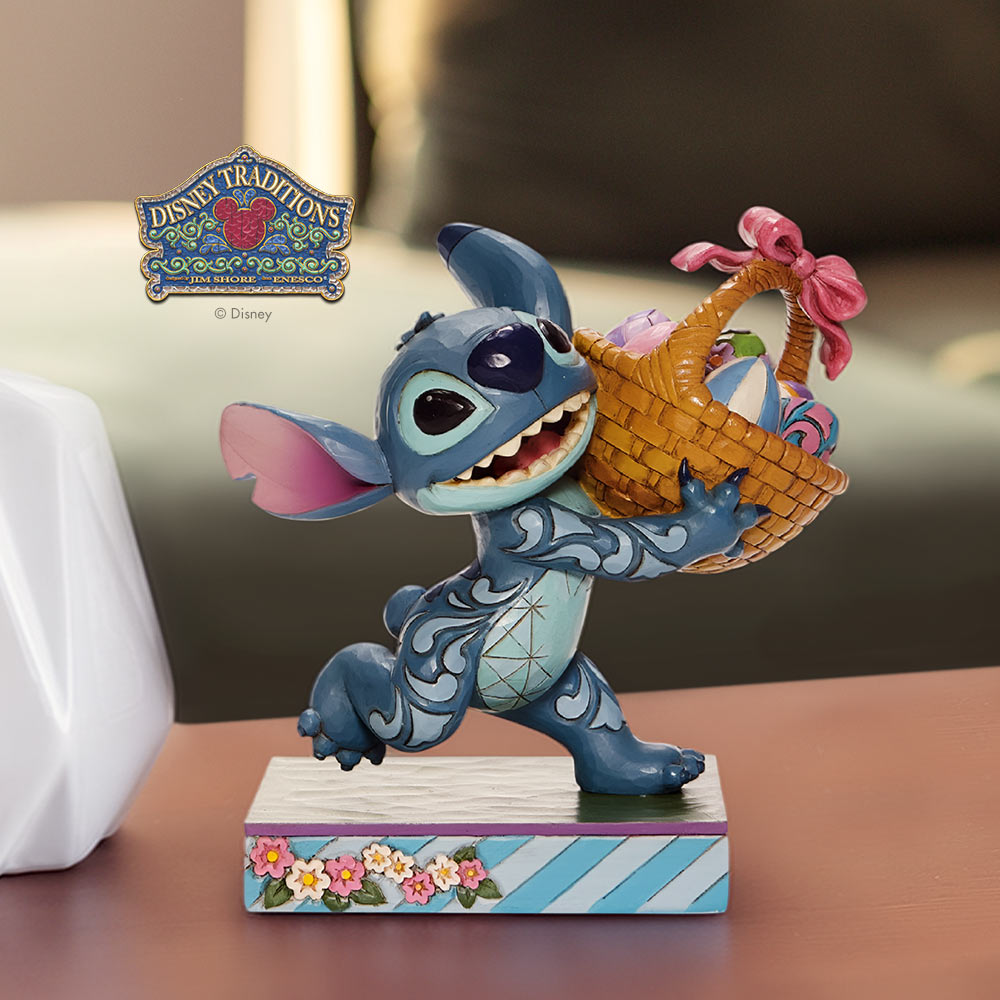 Stitch figurine holding easter basket