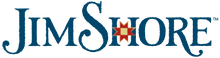 Jim Shore logo with a blue and red design