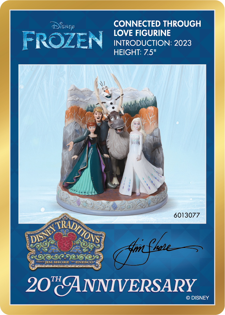 Disney Frozen connected through love figurine packaging with characters and text.